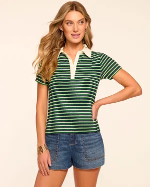 Avalon Ribbed Knit Polo Top