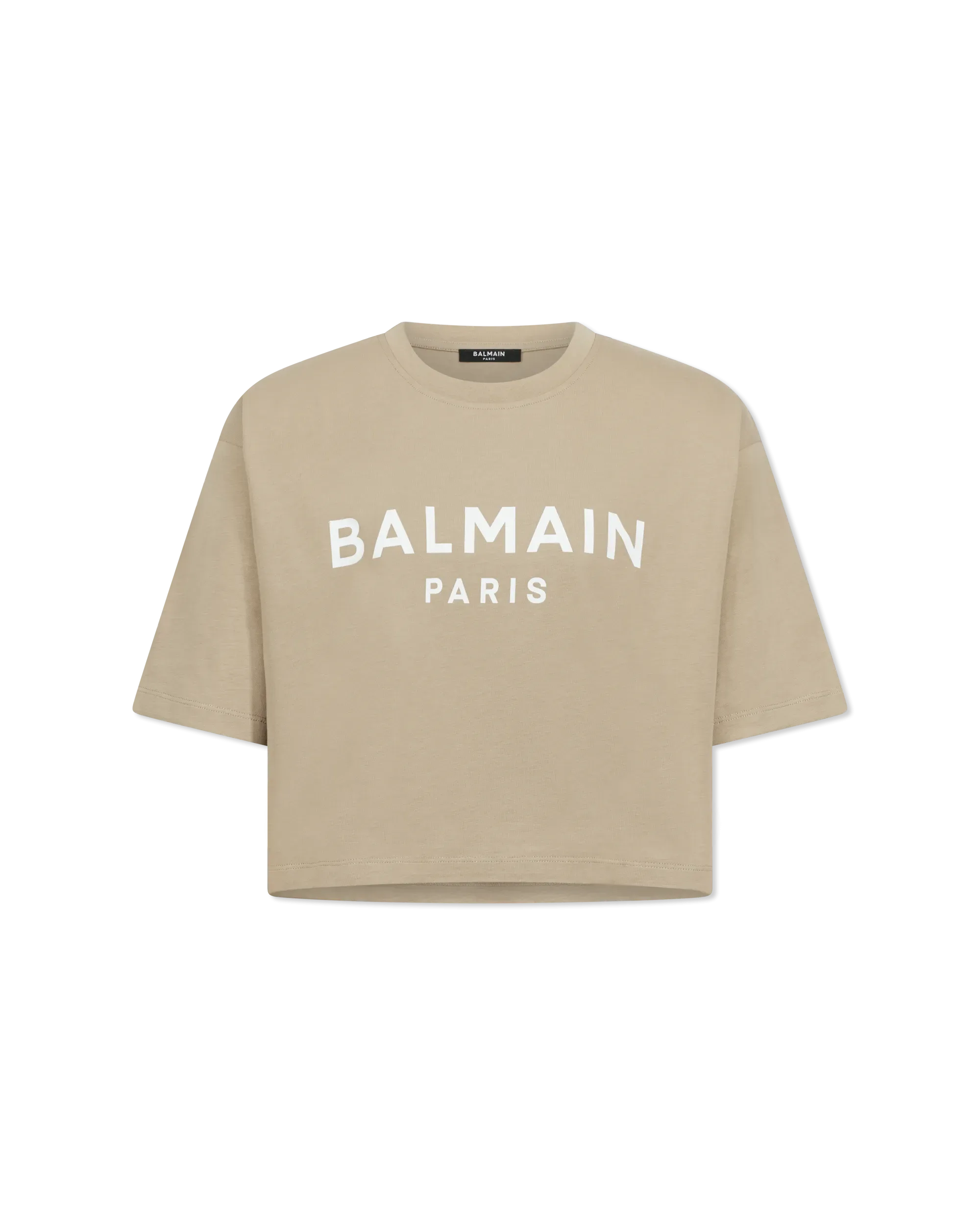 Balmain Paris Print Cropped T-Shirt