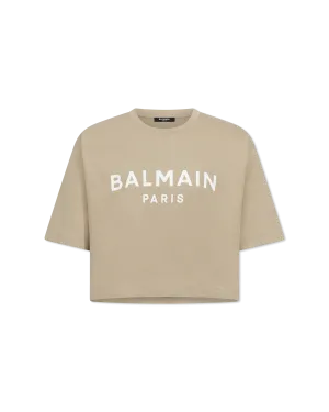 Balmain Paris Print Cropped T-Shirt