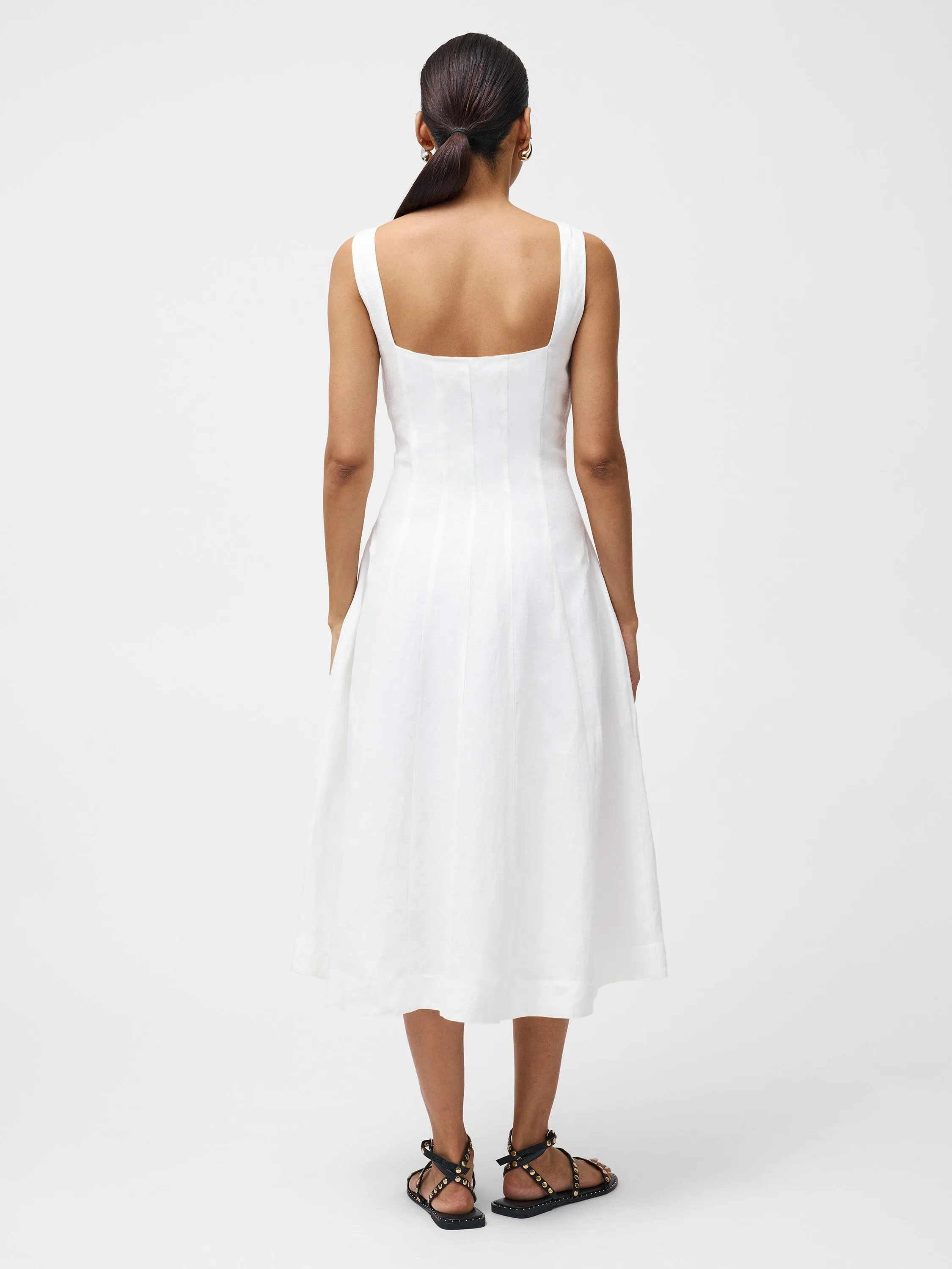 Birdie Linen Square Neck Dress
