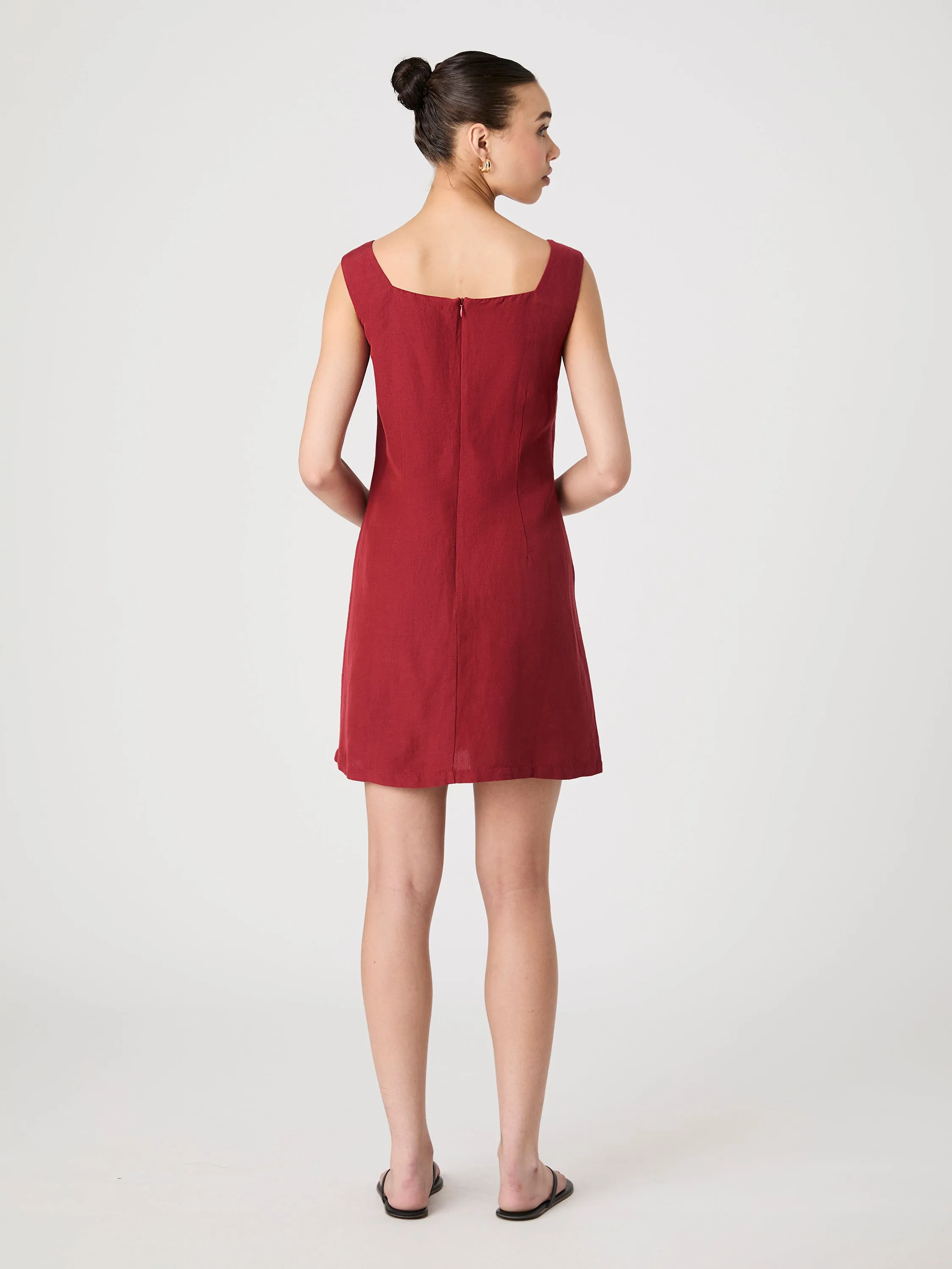 Birdie Linen Square Neck Mini Dress
