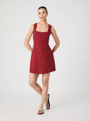 Birdie Linen Square Neck Mini Dress