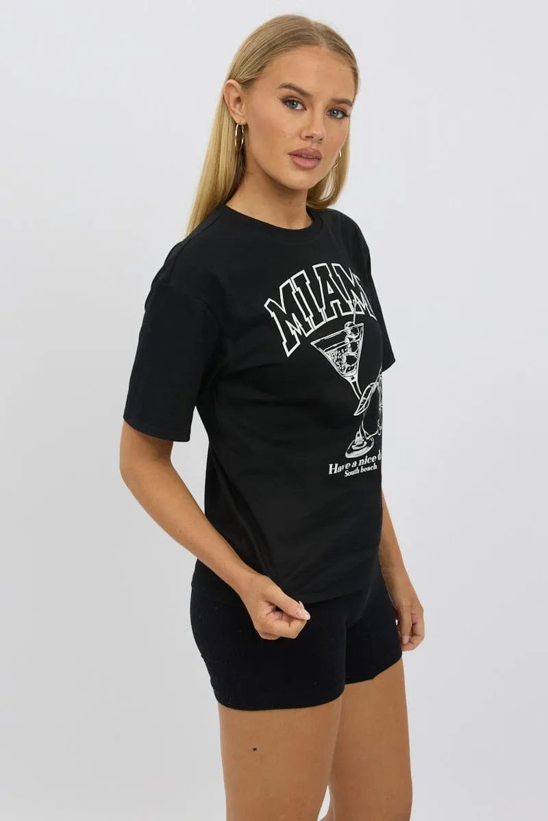 Black Graphic Tee Short Sleeve