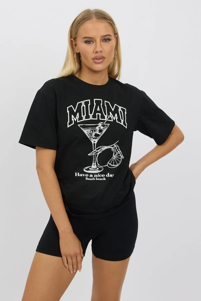 Black Graphic Tee Short Sleeve
