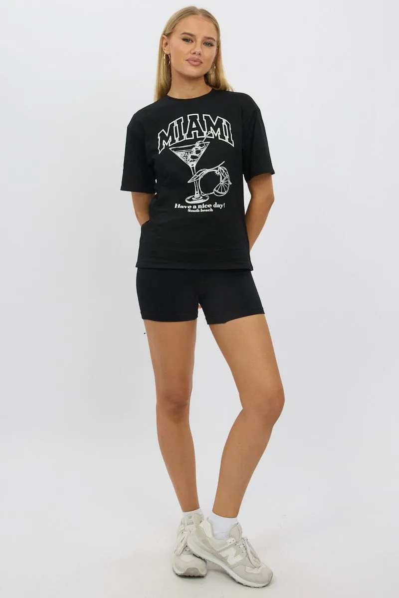 Black Graphic Tee Short Sleeve