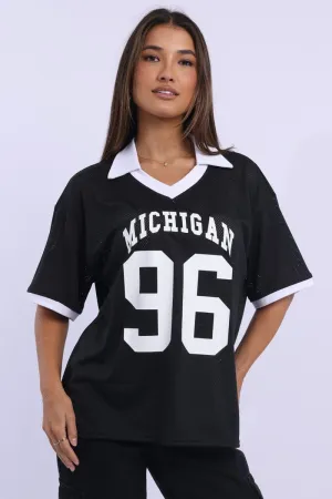 Black Sport Tee Collar Short Sleeve