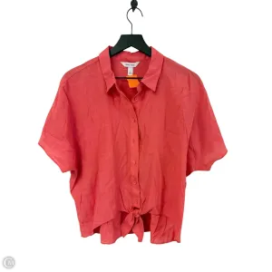 Blouse Short Sleeve By Nine West Apparel In Orange, Size: L