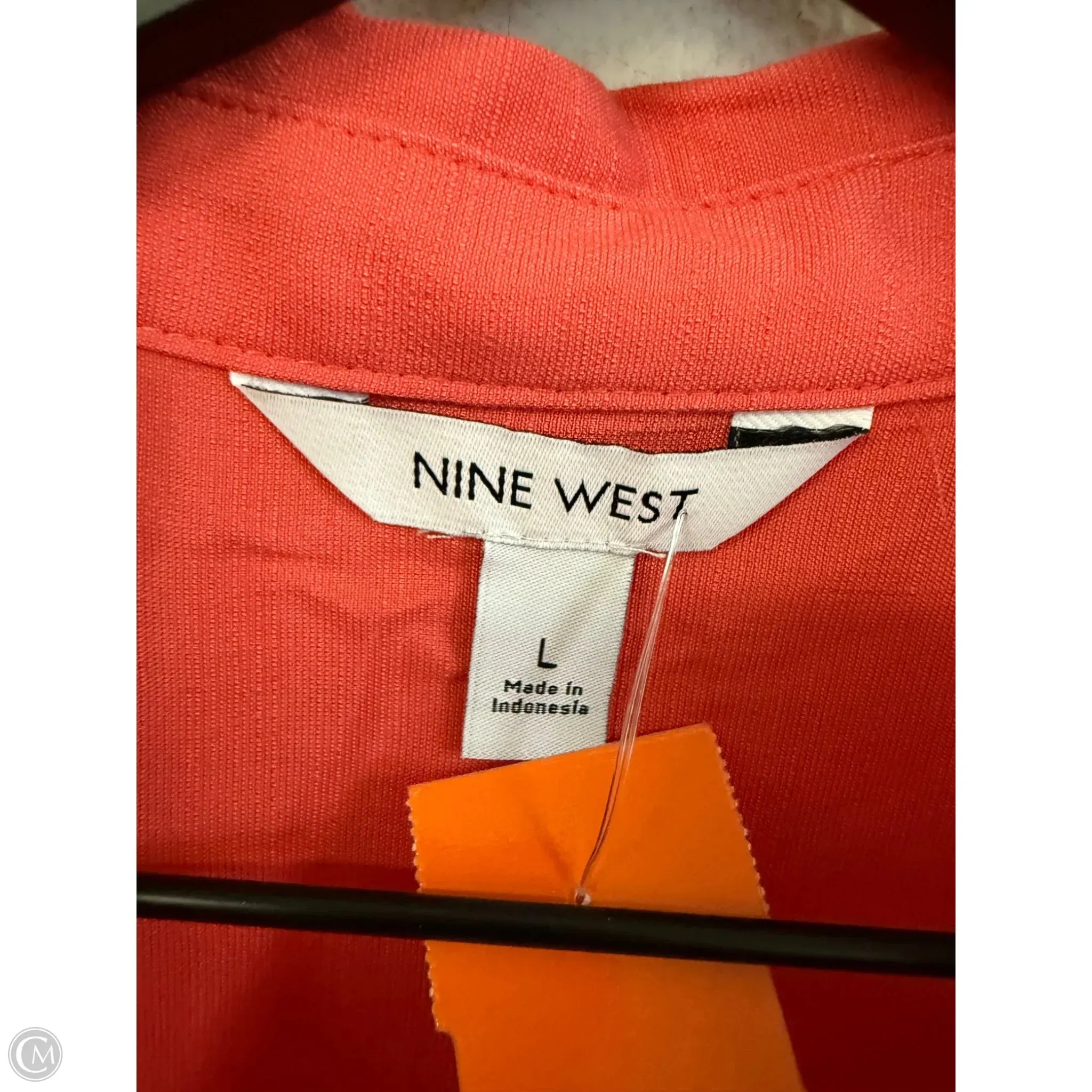 Blouse Short Sleeve By Nine West Apparel In Orange, Size: L