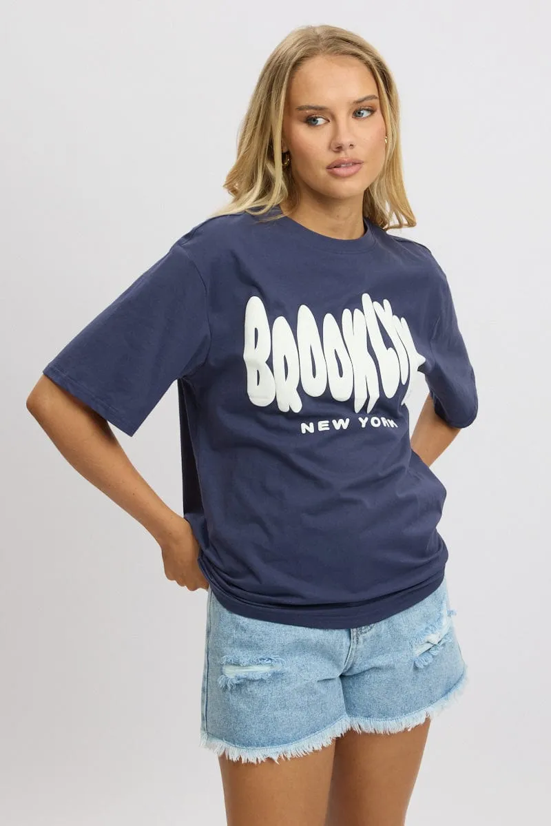 Blue Graphic Tee Short Sleeve
