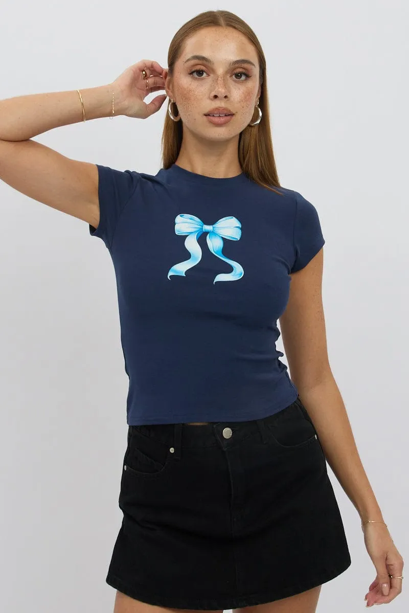 Blue Graphic Tee Short Sleeve