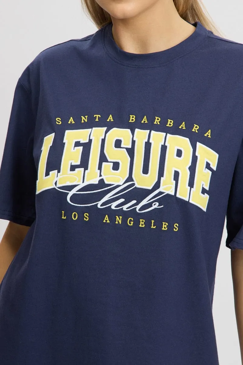 Blue Graphic Tee Short Sleeve