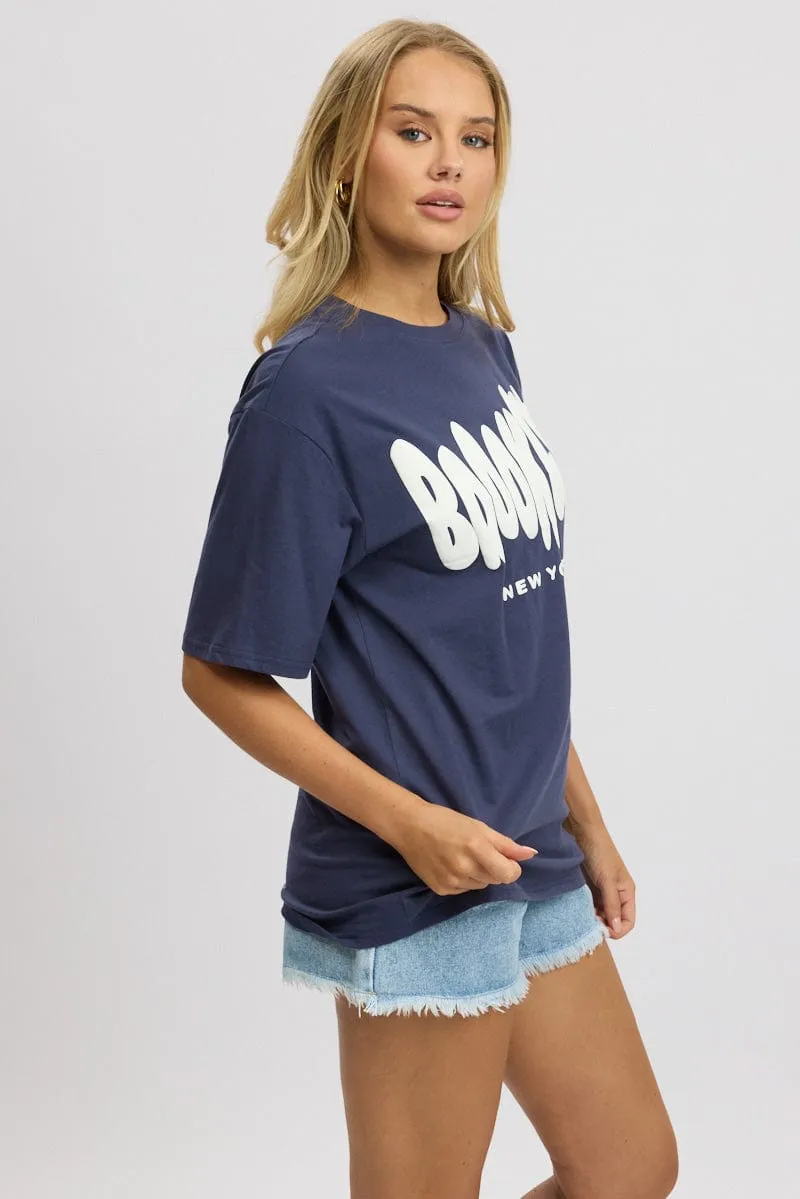 Blue Graphic Tee Short Sleeve