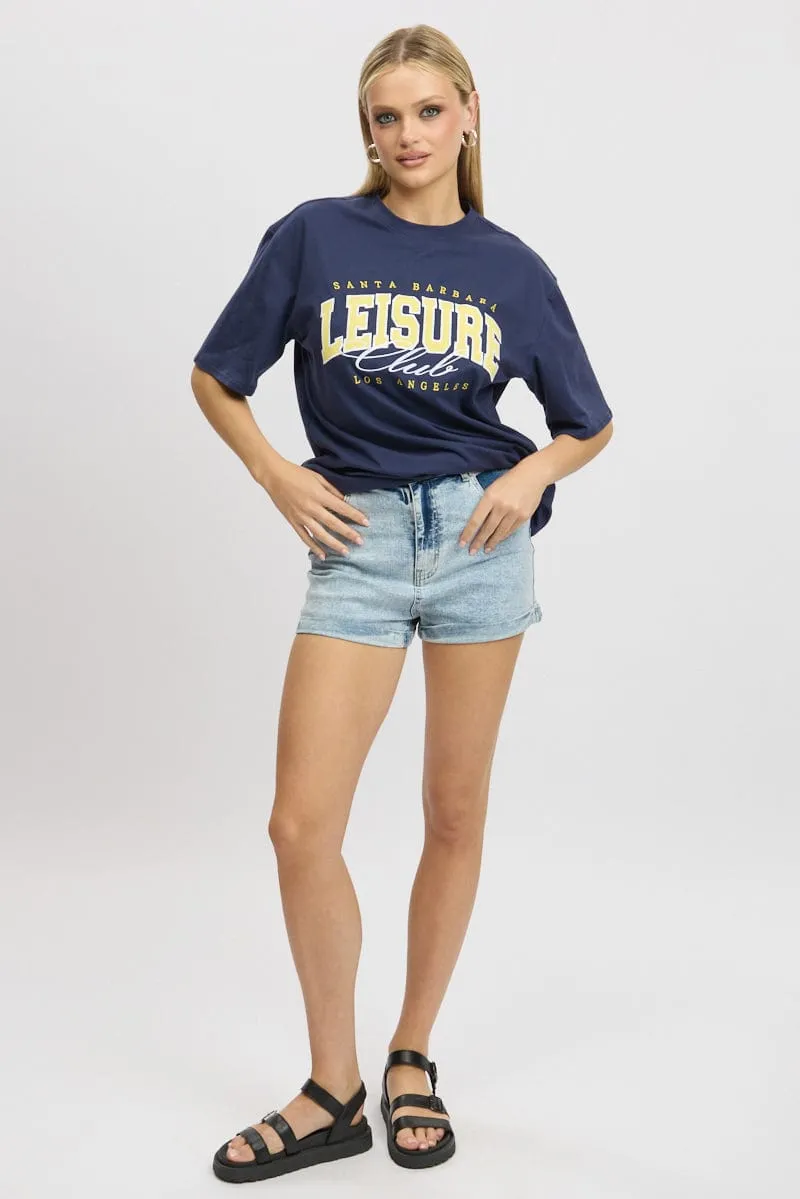 Blue Graphic Tee Short Sleeve