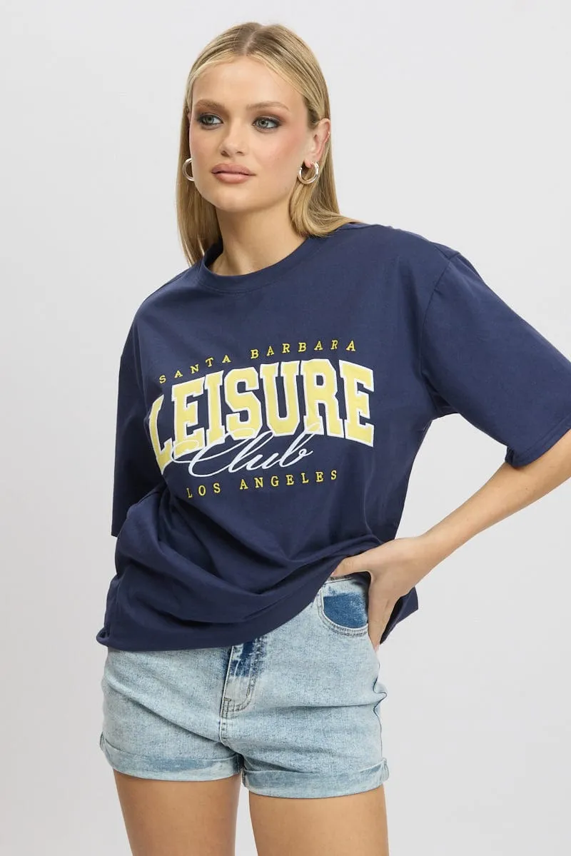 Blue Graphic Tee Short Sleeve