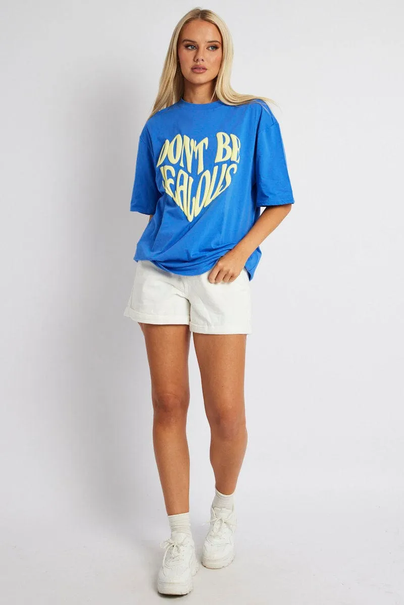 Blue Graphic Tee Short Sleeve