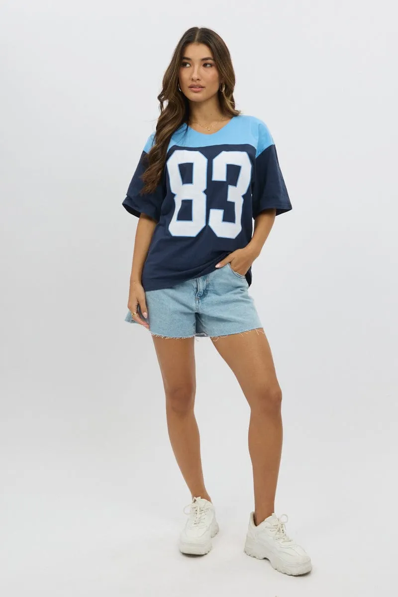 Blue Graphic Tee Short Sleeve