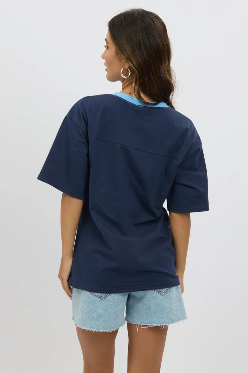 Blue Graphic Tee Short Sleeve