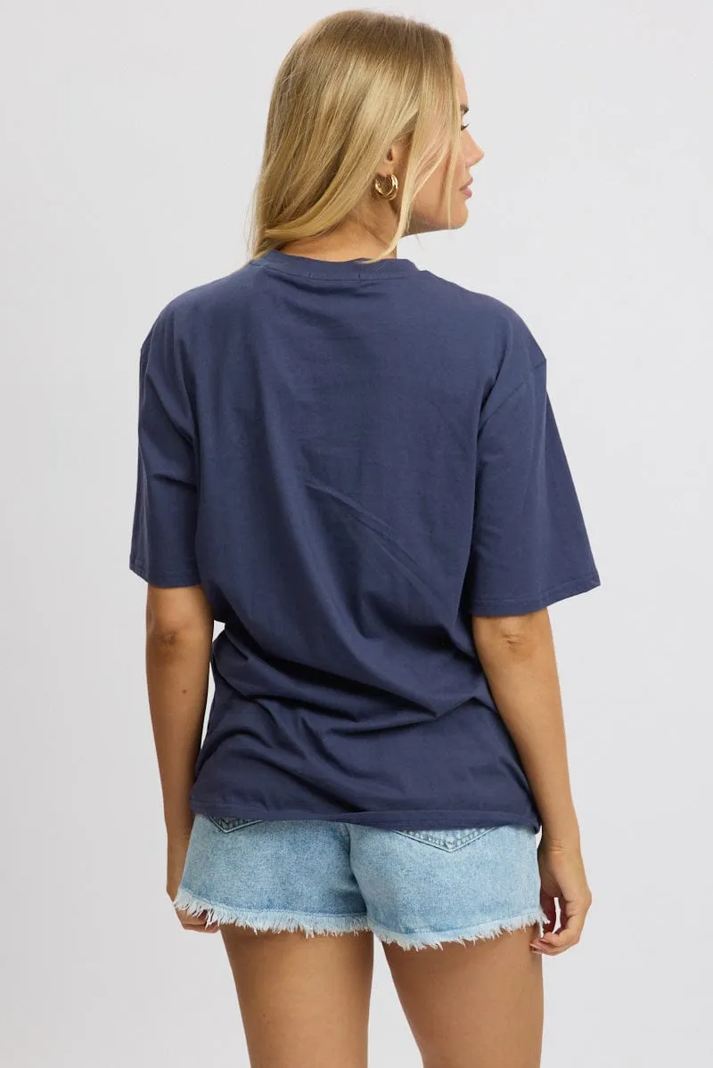 Blue Graphic Tee Short Sleeve