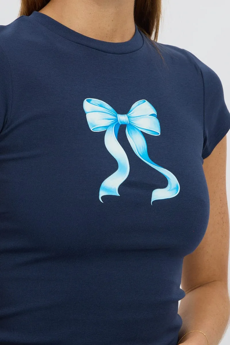 Blue Graphic Tee Short Sleeve