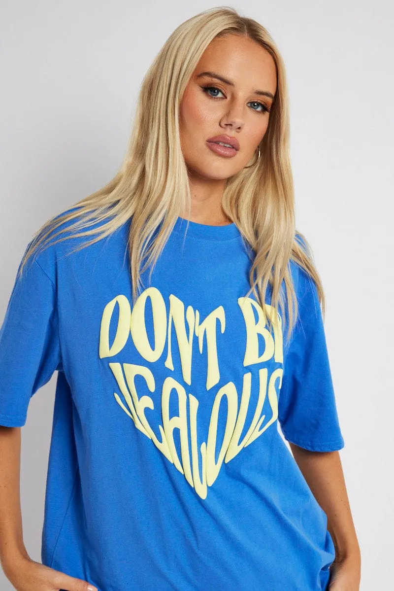 Blue Graphic Tee Short Sleeve