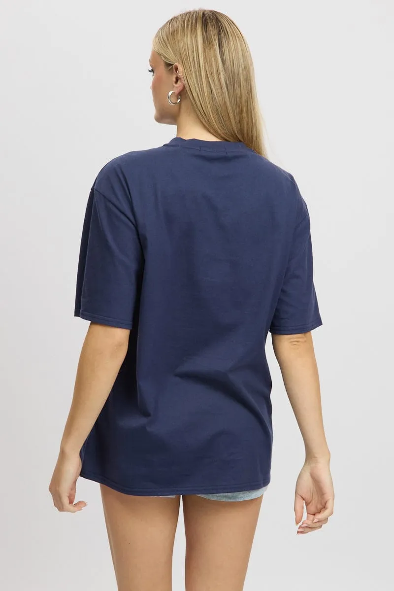 Blue Graphic Tee Short Sleeve