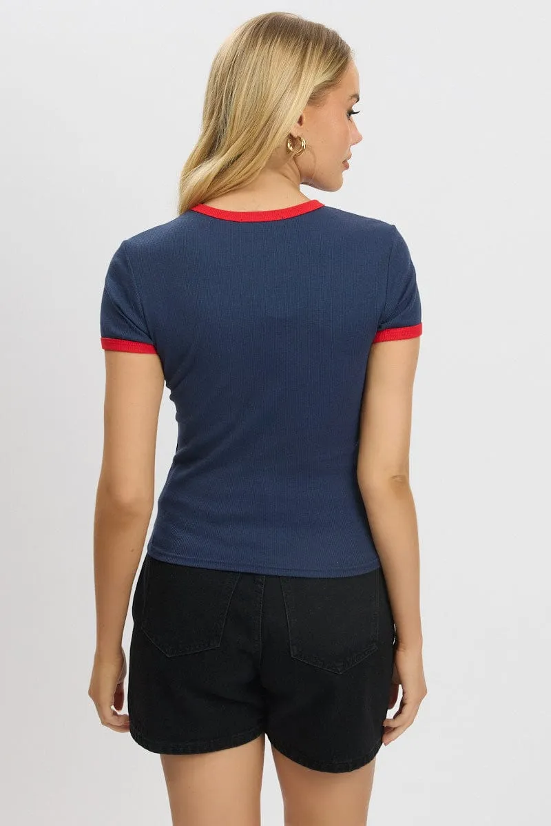 Blue Graphic Tee Short Sleeve