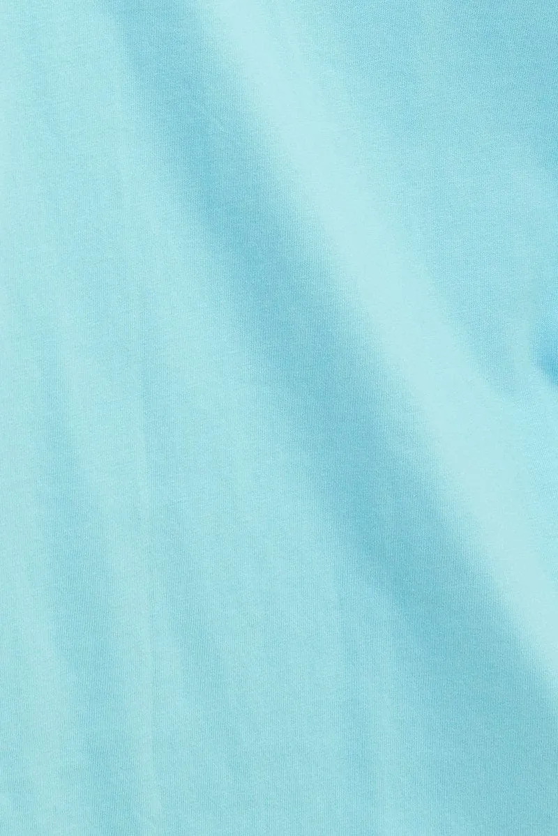 Blue Jamie Cotton Jersey Crew Neck Oversized T-Shirt