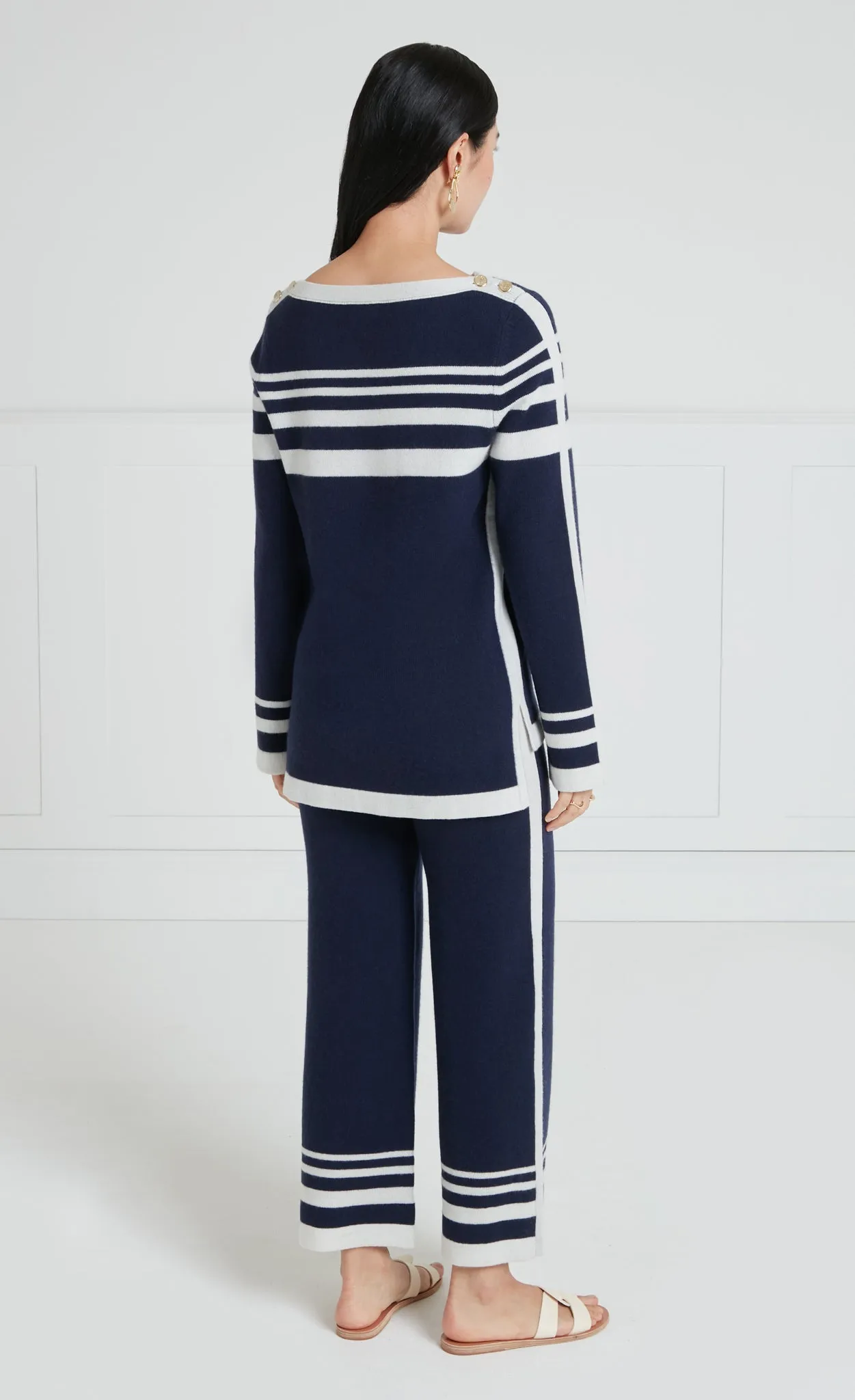 Bretton Knit Trousers - Navy/Ivory