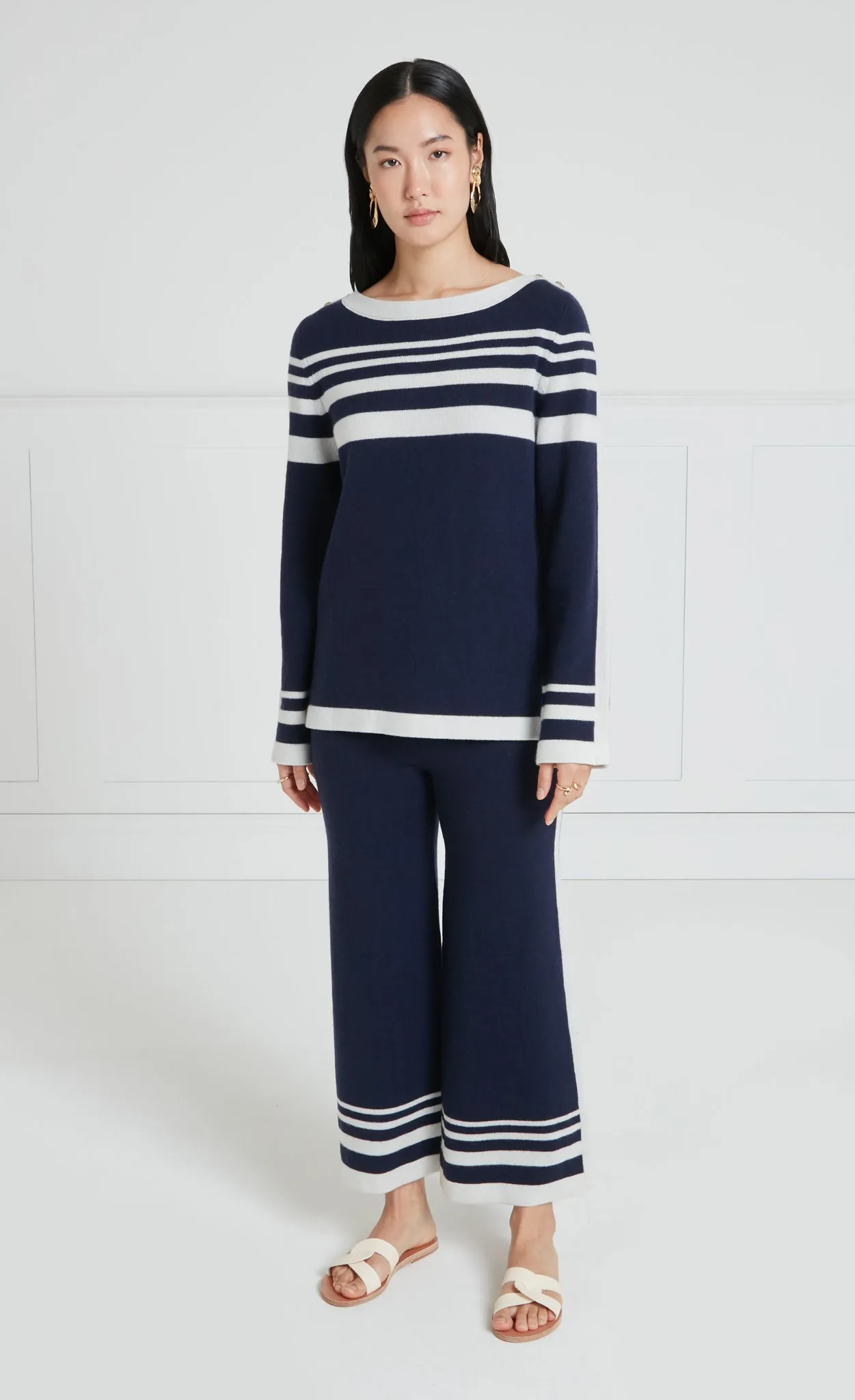 Bretton Knit Trousers - Navy/Ivory