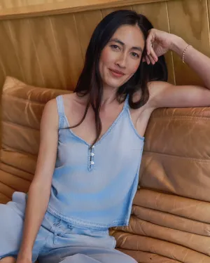 Button Front Cami - Light Riviera Wash