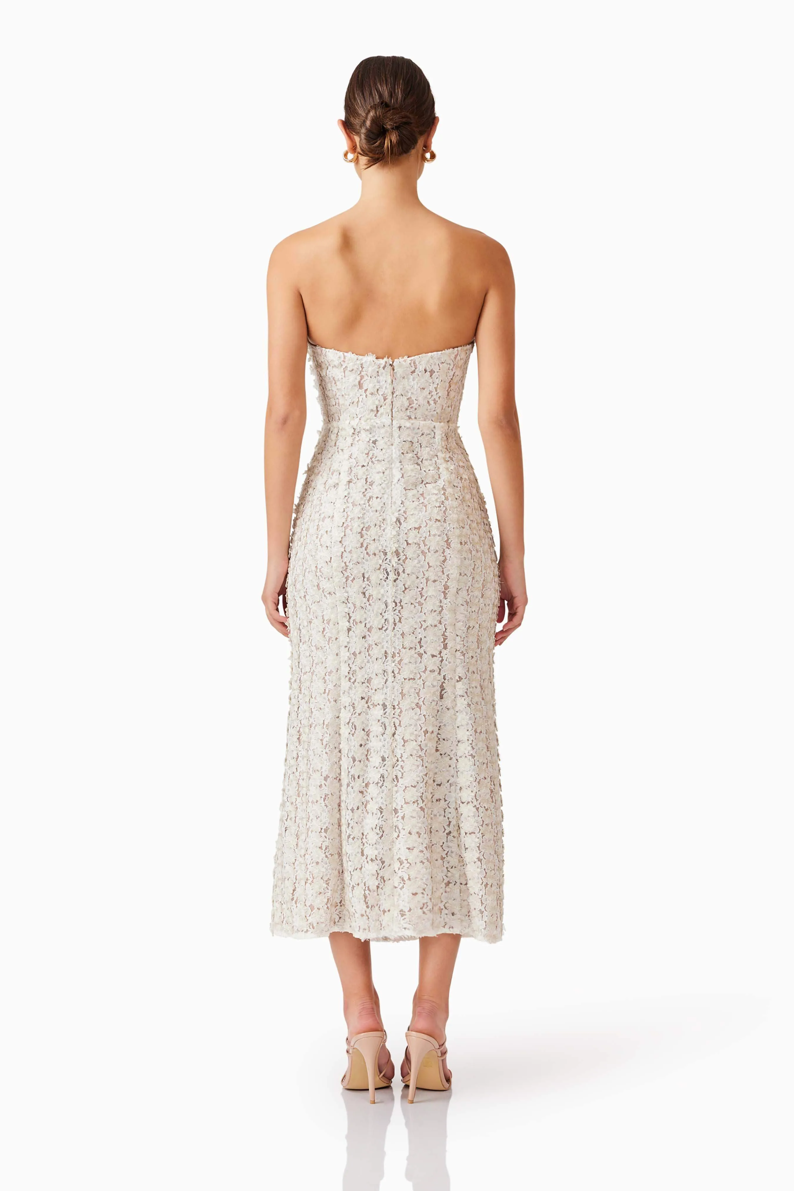 Cali Strapless Midi Dress in White