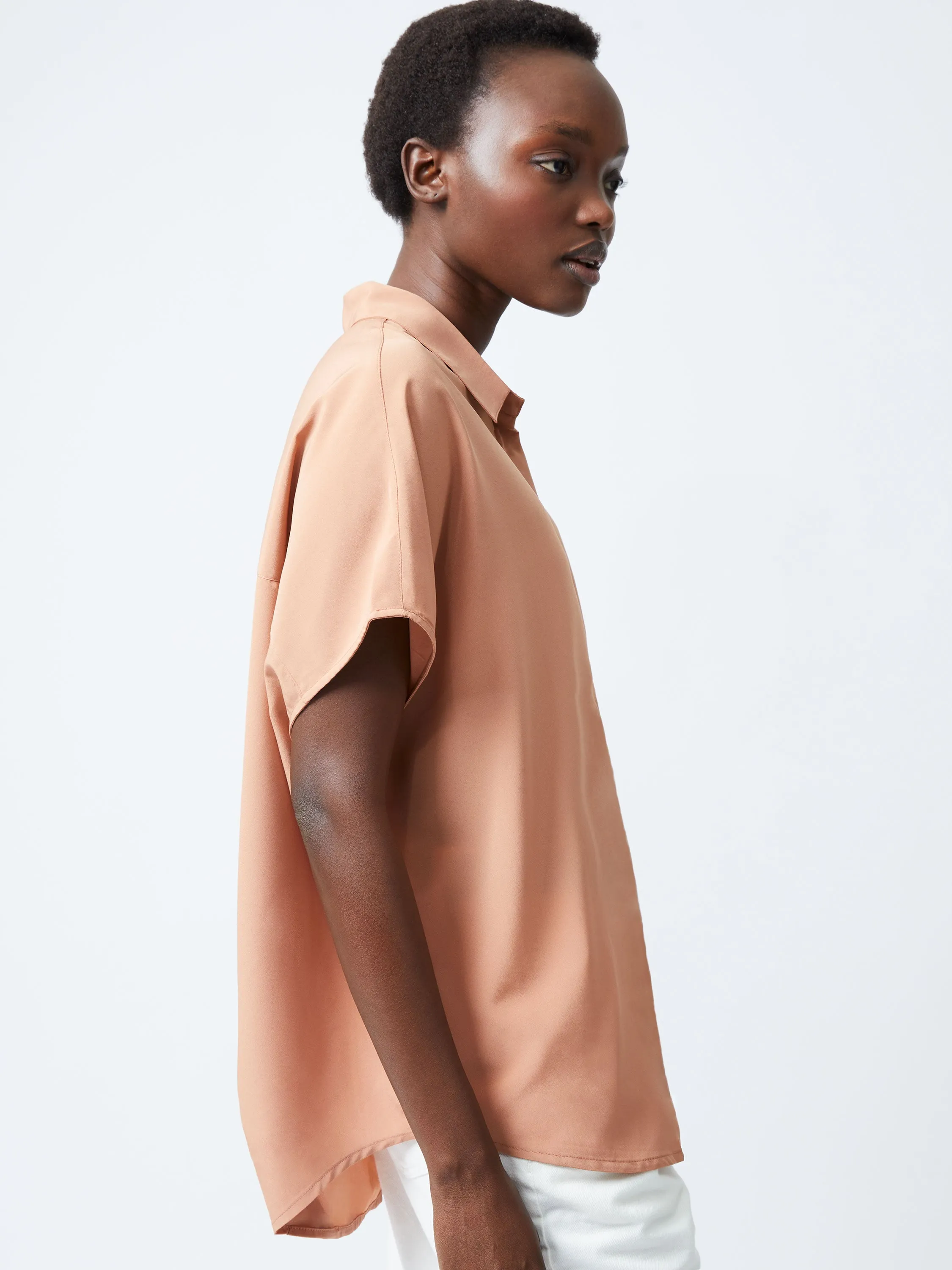 Caprina Recycled Crepe Short Sleeve Button Shirt