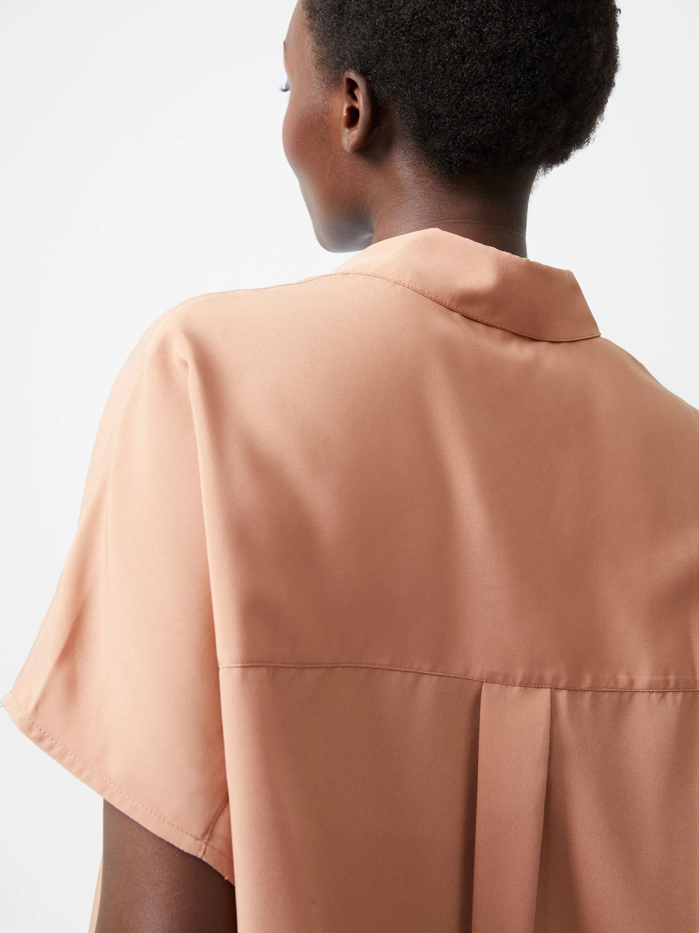 Caprina Recycled Crepe Short Sleeve Button Shirt