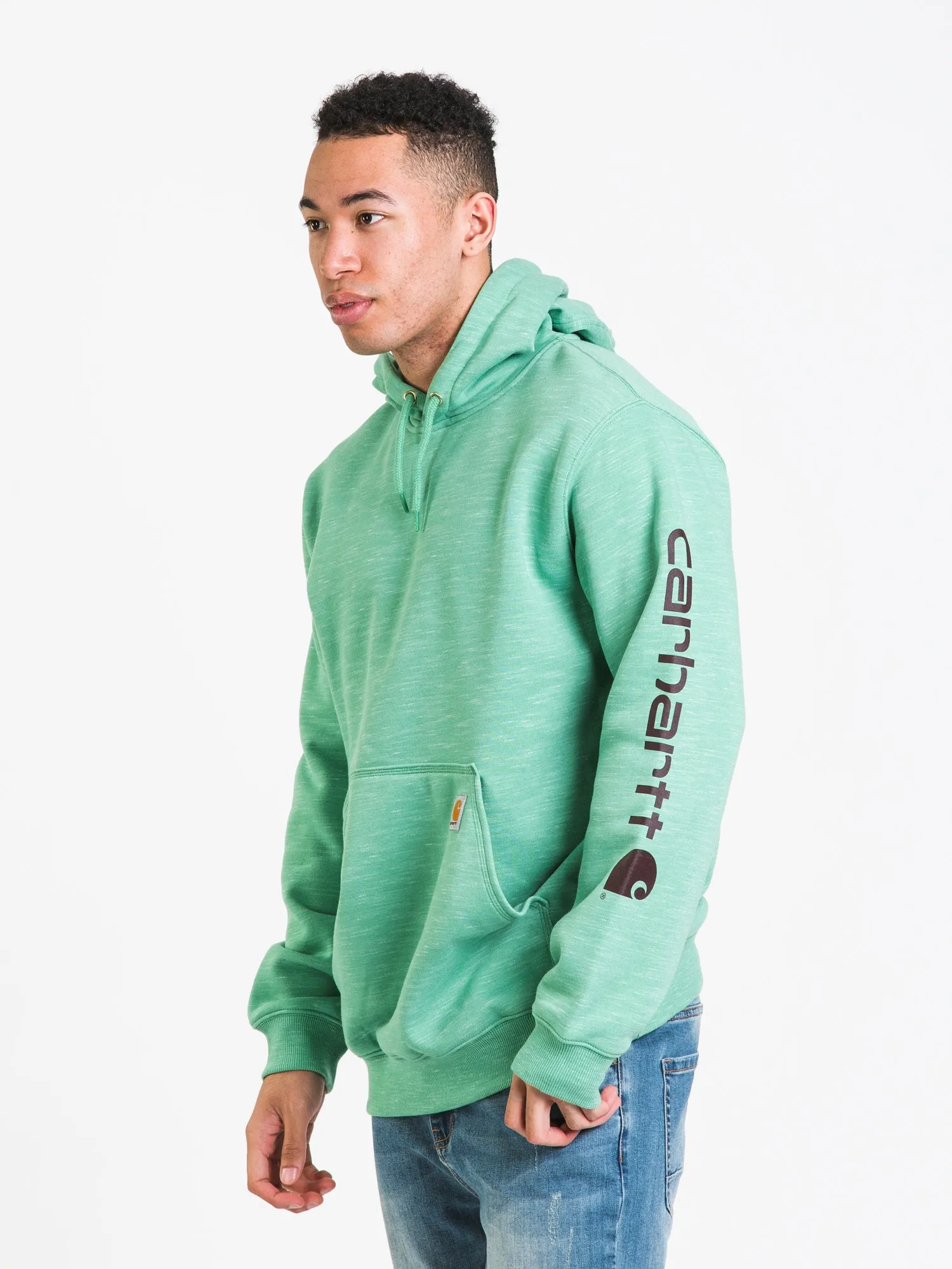 CARHARTT LOOSE FIT MIDWEIGHT LOGO SLEEVE HOODIE - CLEARANCE