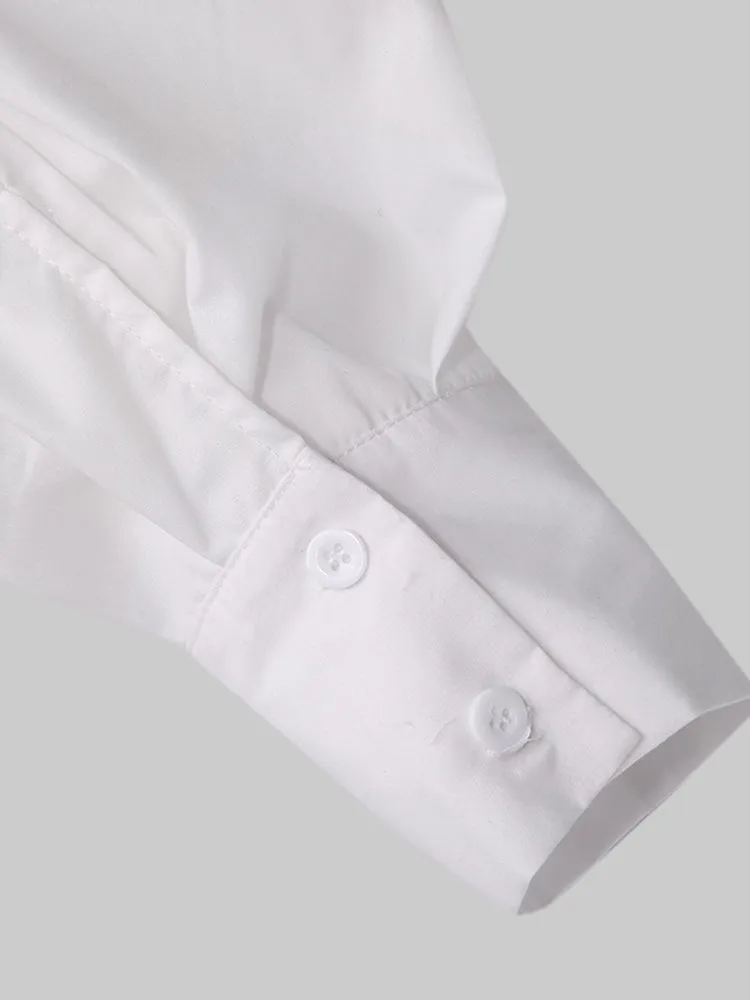 Casual Asymmetrical Shoulder Lantern Sleeve Solid Tops Shirts For Women