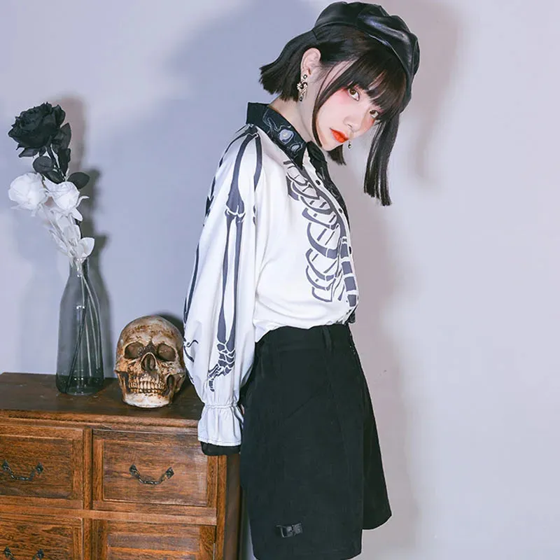 Chic Skull printing ladies shirts