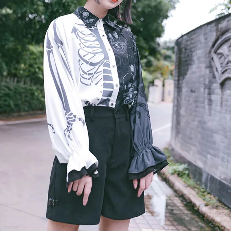 Chic Skull printing ladies shirts