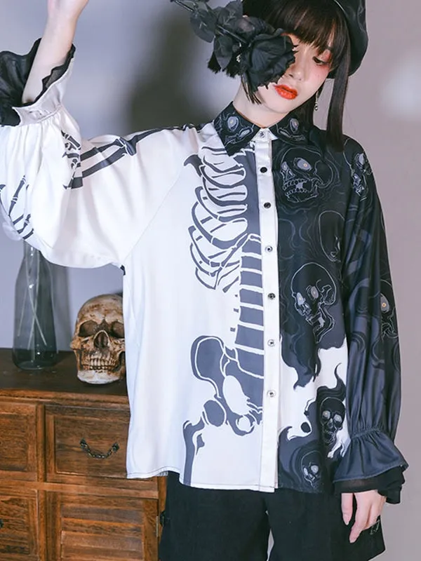 Chic Skull printing ladies shirts