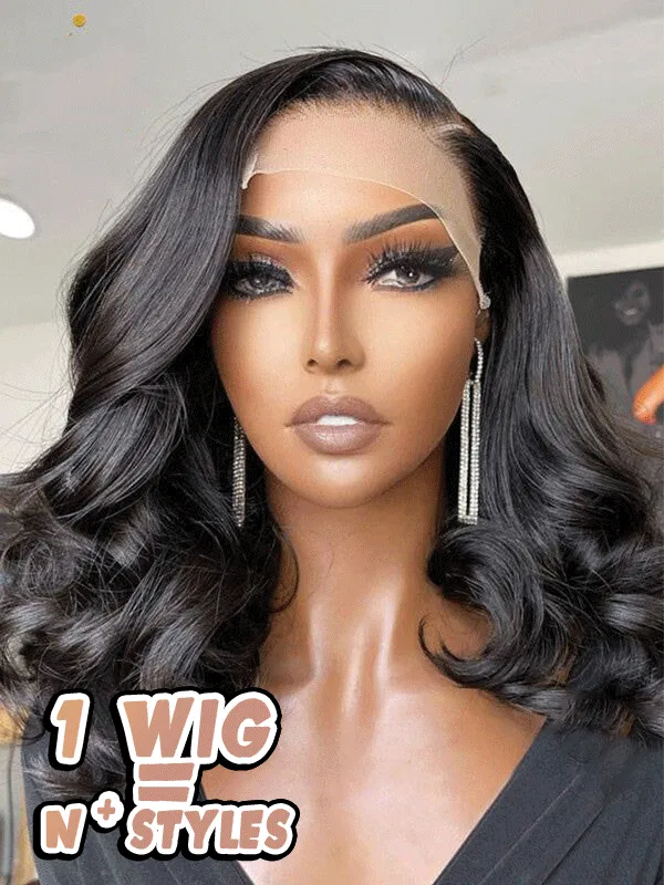 Chinalacewig Body Wave Block Wig With Optional HD Frontal Lace Replaceable Tops Renew Wig With Less Cost BR01