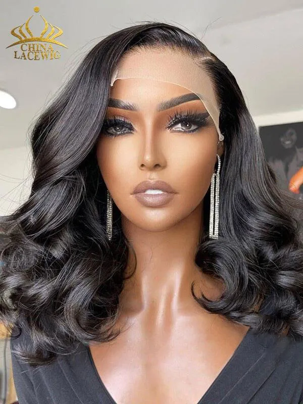 Chinalacewig Body Wave Block Wig With Optional HD Frontal Lace Replaceable Tops Renew Wig With Less Cost BR01