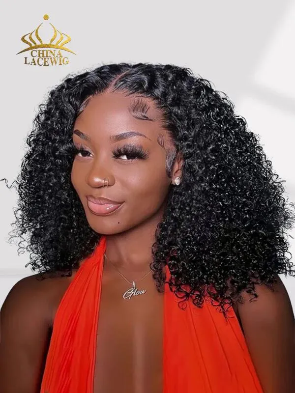 Chinalacewig Curly Block Wig With Optional HD Frontal Lace Replaceable Tops Renew Wig With Less Cost BR03