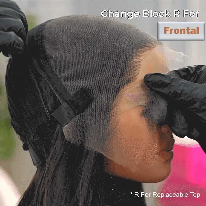 Chinalacewig Curly Block Wig With Optional HD Frontal Lace Replaceable Tops Renew Wig With Less Cost BR03