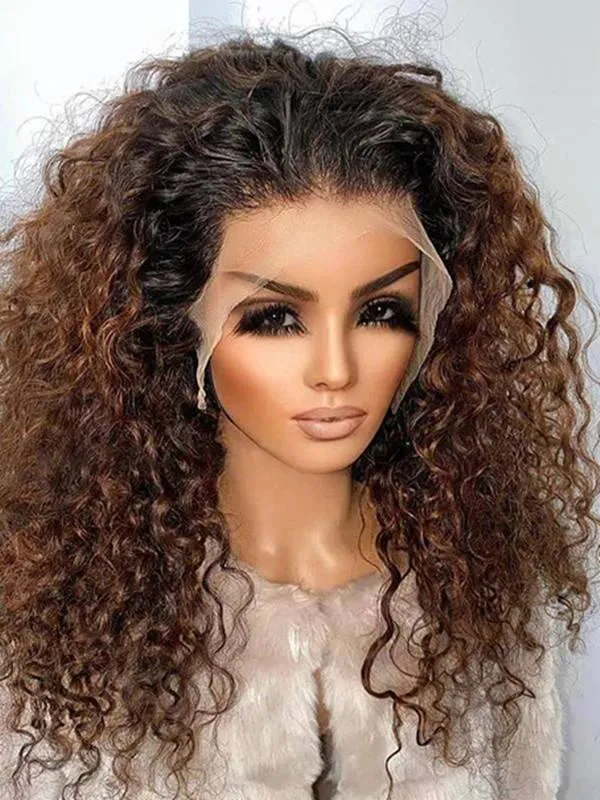 Chinalacewig Curly Block Wig With Optional HD Frontal Lace Replaceable Tops Renew Wig With Less Cost BR03