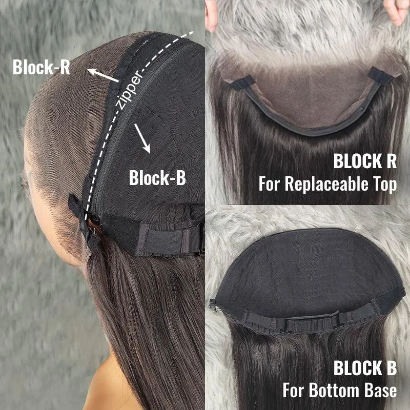 Chinalacewig Curly Block Wig With Optional HD Frontal Lace Replaceable Tops Renew Wig With Less Cost BR03