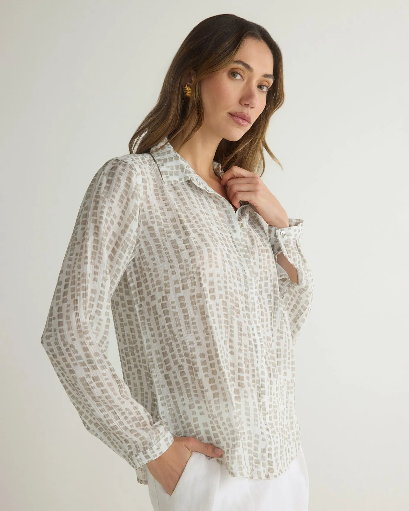 Clean Front Hipster Shirt - Abstract Blocks Print