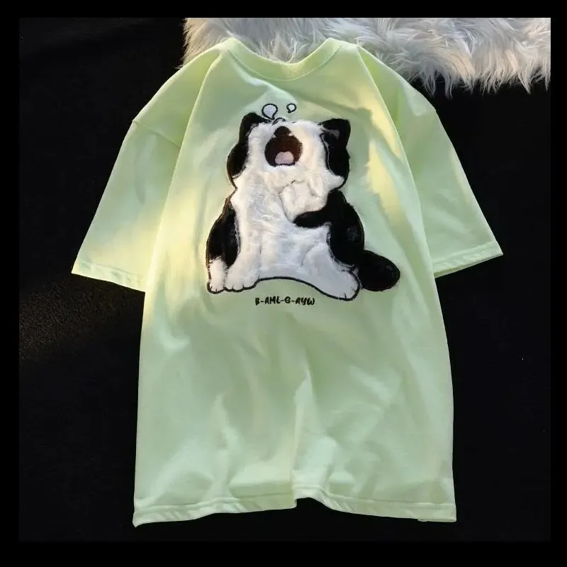 Cotton Baby Cat Couple Loose T-shirt
