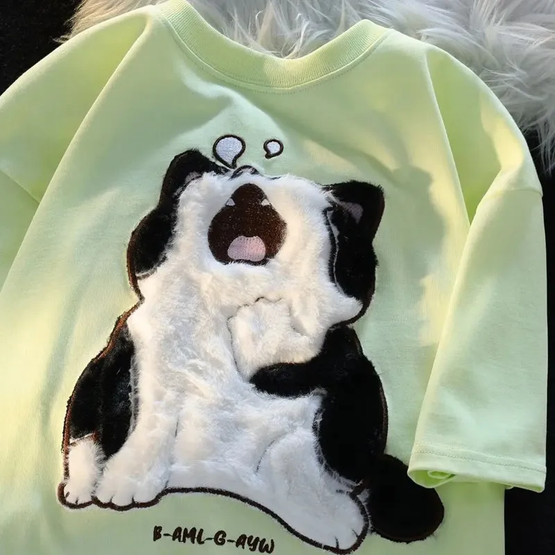 Cotton Baby Cat Couple Loose T-shirt