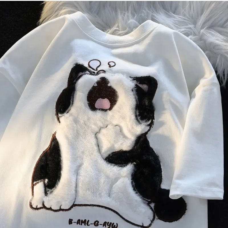 Cotton Baby Cat Couple Loose T-shirt