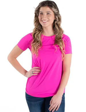 Cowgirl Tuff Womens Cooling UPF Baseball Hot Pink Nylon S/S T-Shirt
