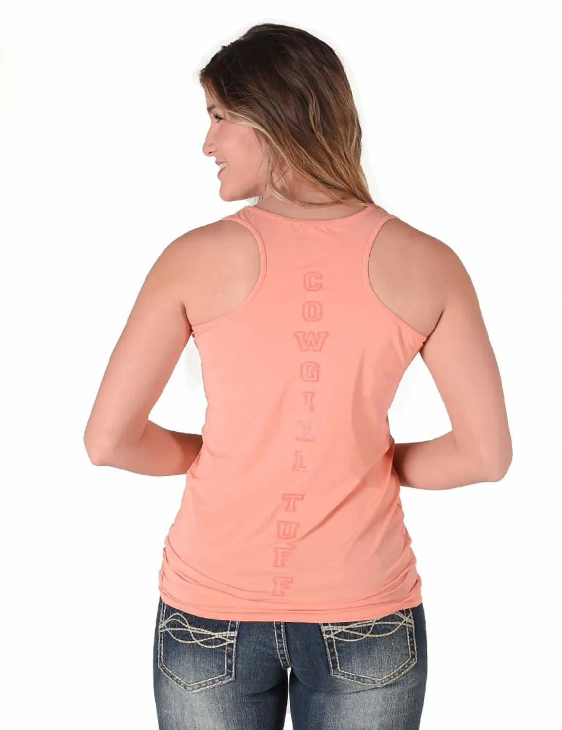 Cowgirl Tuff Womens Instant Cooling Racerback Coral Nylon S/L Tank Top
